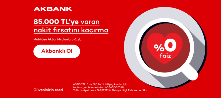 Mobilden Akbanklı olanlara, %0 faizli fırsat!