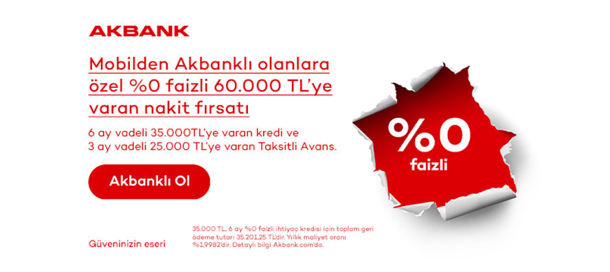 Mobilden Akbanklı olanlara, %0 faizli fırsat!